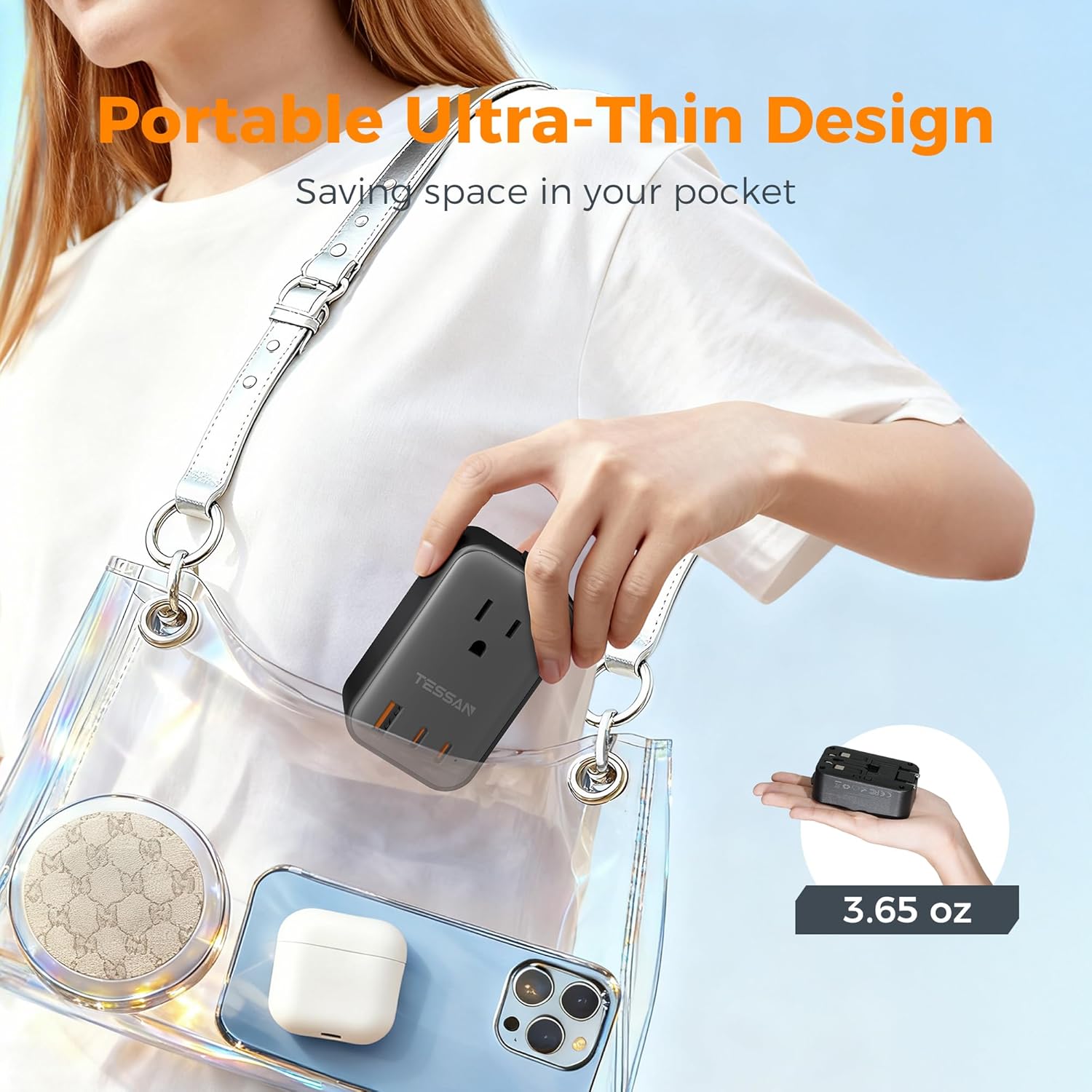 TESSAN Ultra Thin Universal Travel Adapter PD 20W