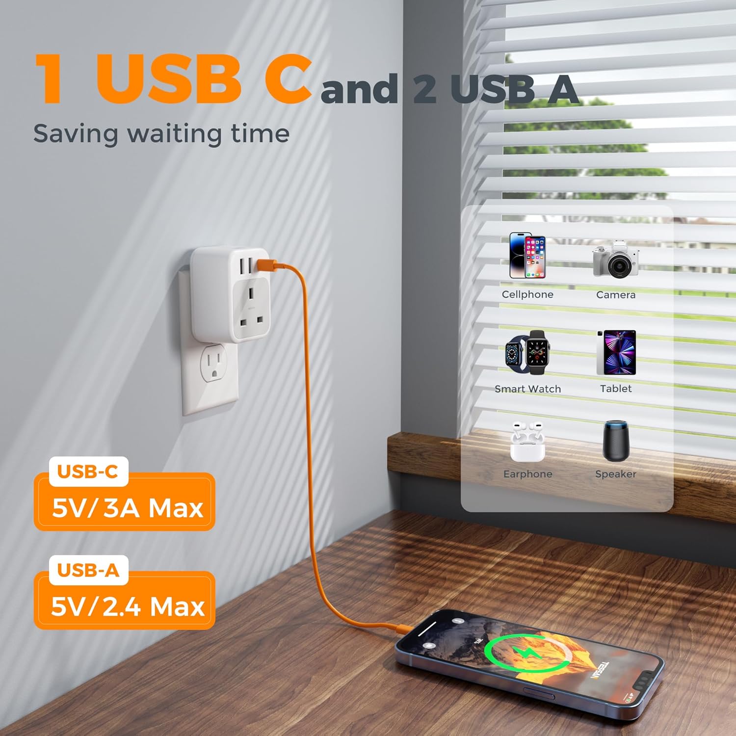 TESSAN UK to US Plug Adapter TA03