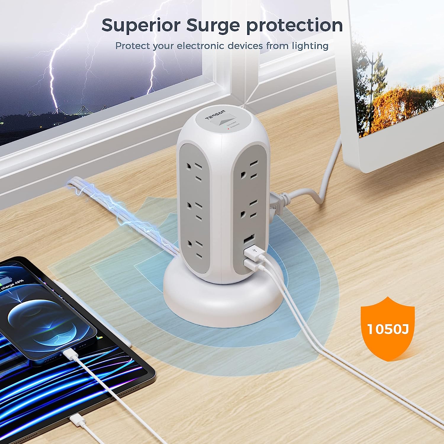 TESSAN Surge Protector 11 Outlets with 3 USB Charging Station