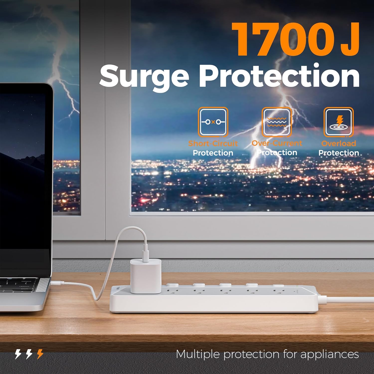 TESSAN 12 Outlets Surge Protector Power Strip 6FT