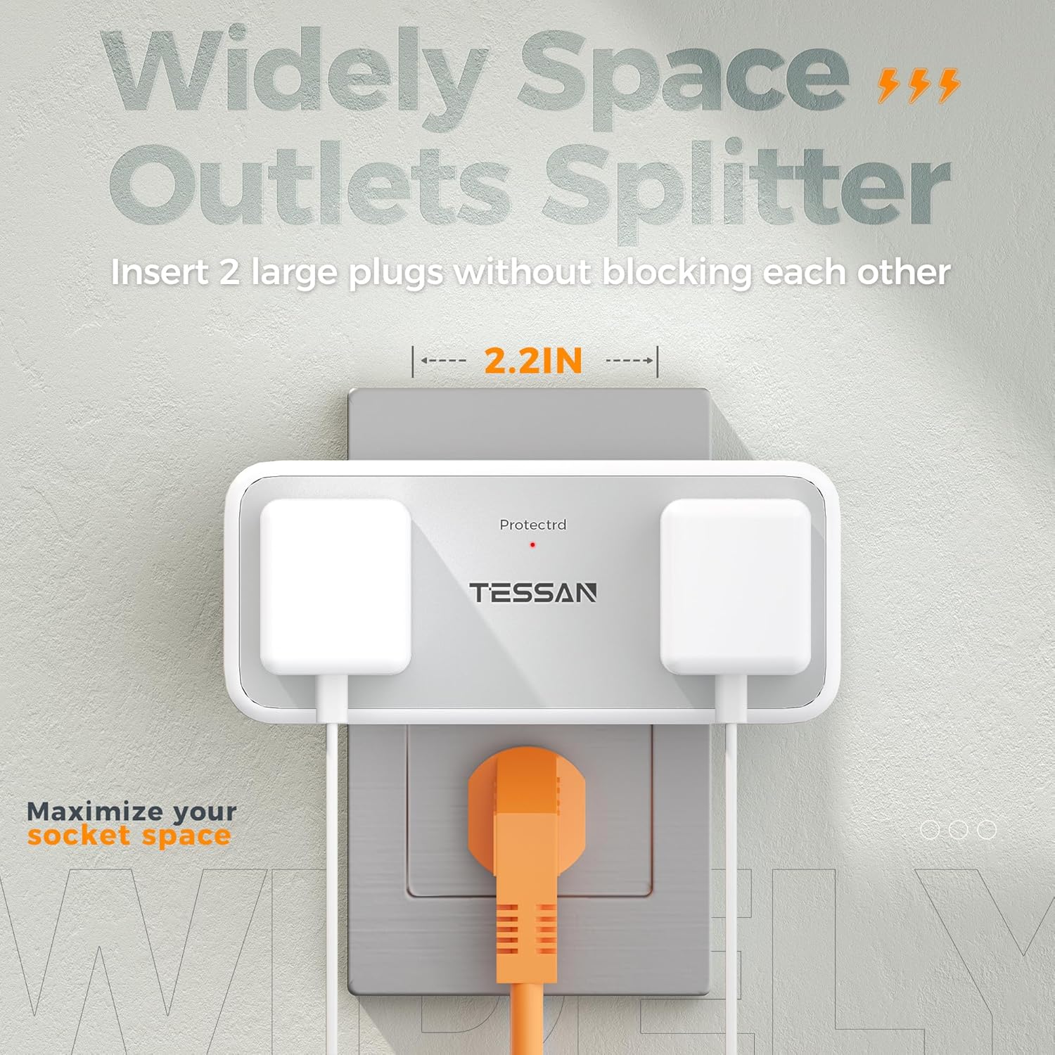 TESSAN Surge Protector, Multi Plug Outlet Splitter with 2 USB C