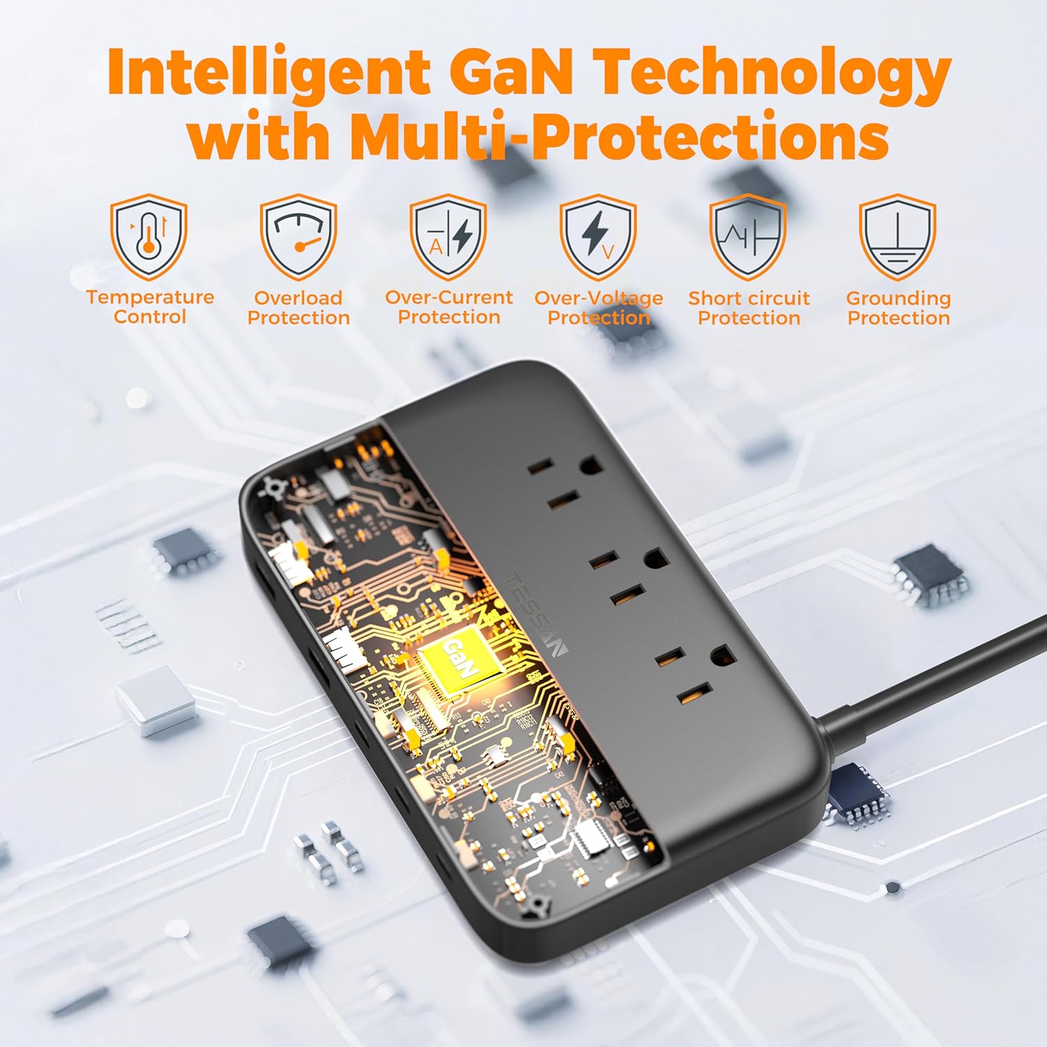 TESSAN Multiple Devices Fast Charging Station - Black