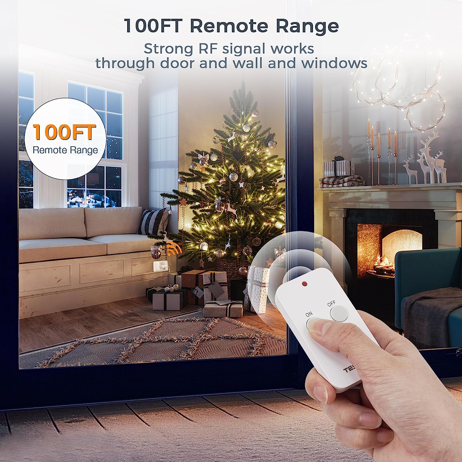 Smart Plug With Remote TEKLECTRIC Remote Control Outlet With Timer - 100ft Range, Auto Shut Off For Christmas Lights & Appliances Shower Timer