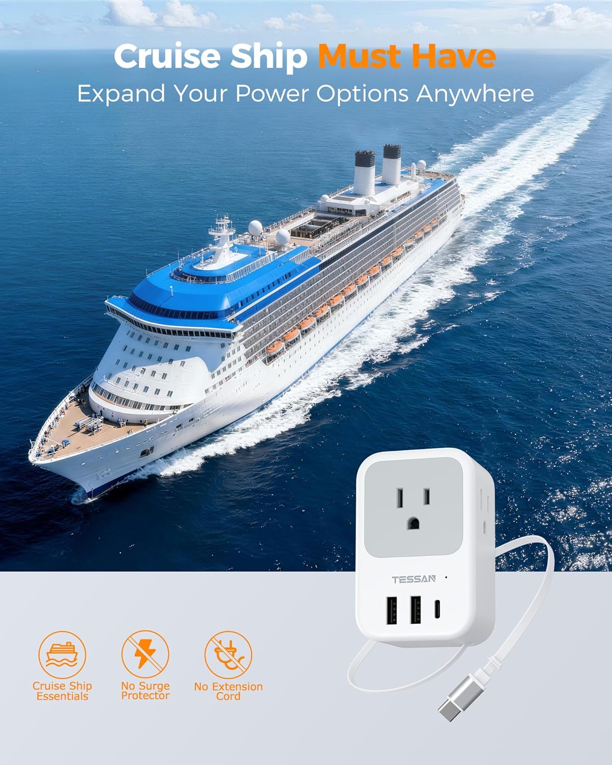 TESSAN European Travel Plug Adapter 2 Pack