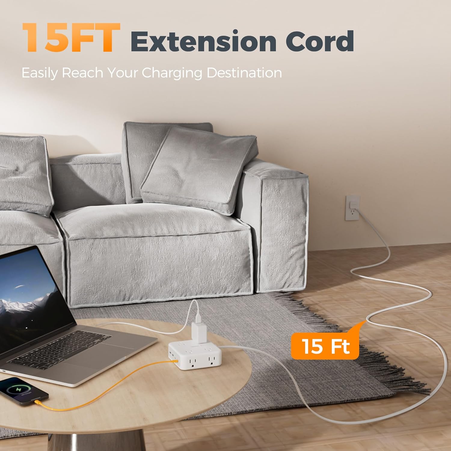 TESSAN 15 Ft Surge Protector Power Strip PS07