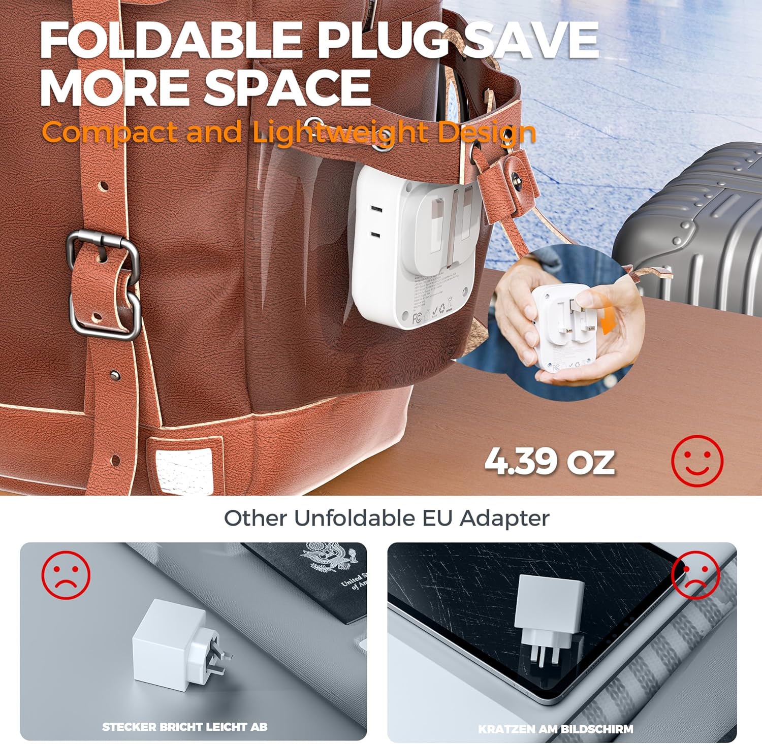 TESSAN US to UK Travel Plug Adapter Type G