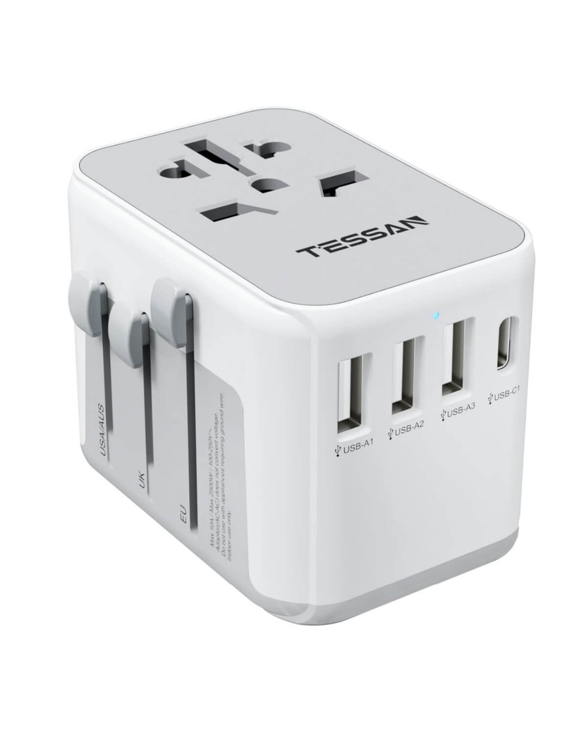 TESSAN Universal Travel Adapter 5 USB Ports - Gray