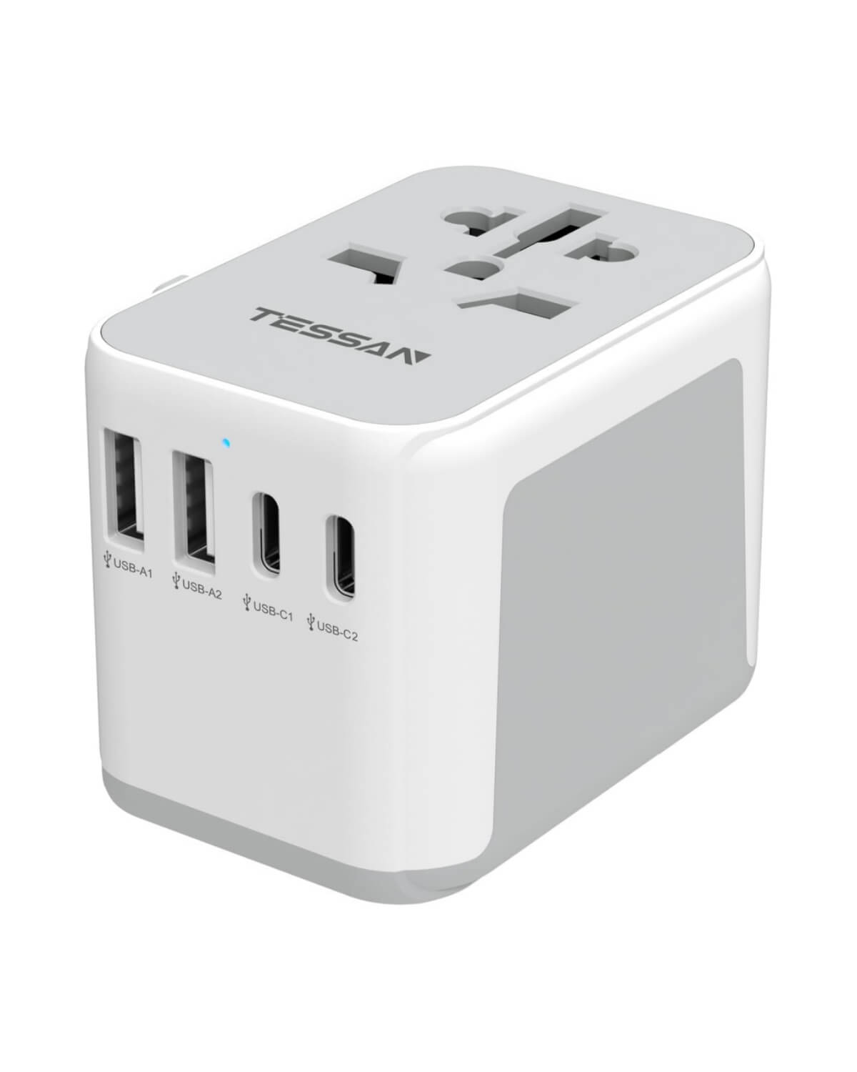 TESSAN Universal Travel Adapter 5 USB Ports - Gray