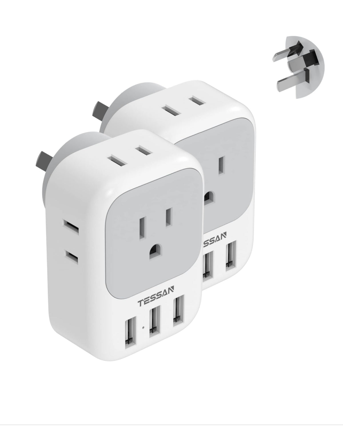 TESSAN USA to Australia Travel Adapter with 4 AC Outlets 3 USB ports