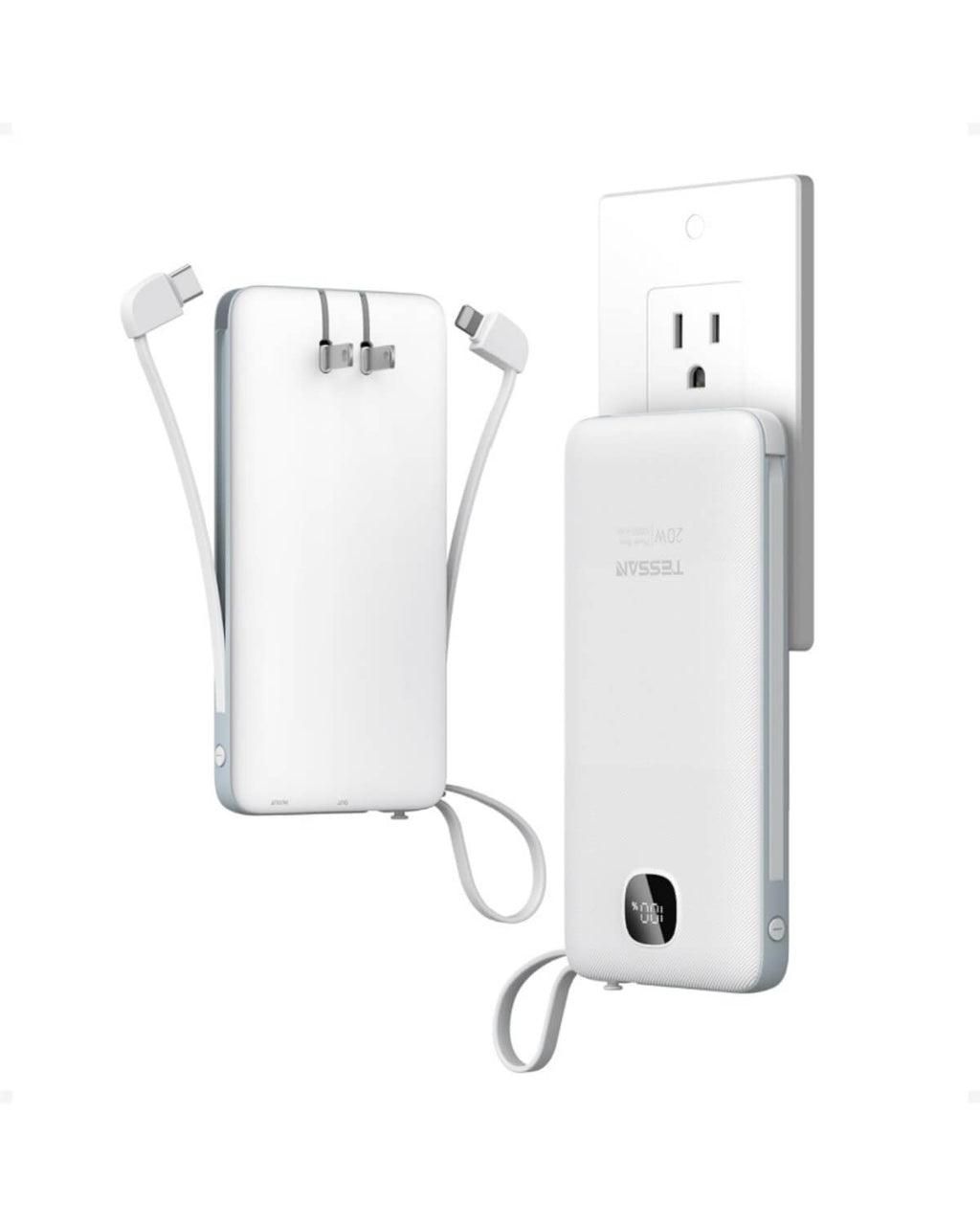 10000mAh Portable Charger Built Cables