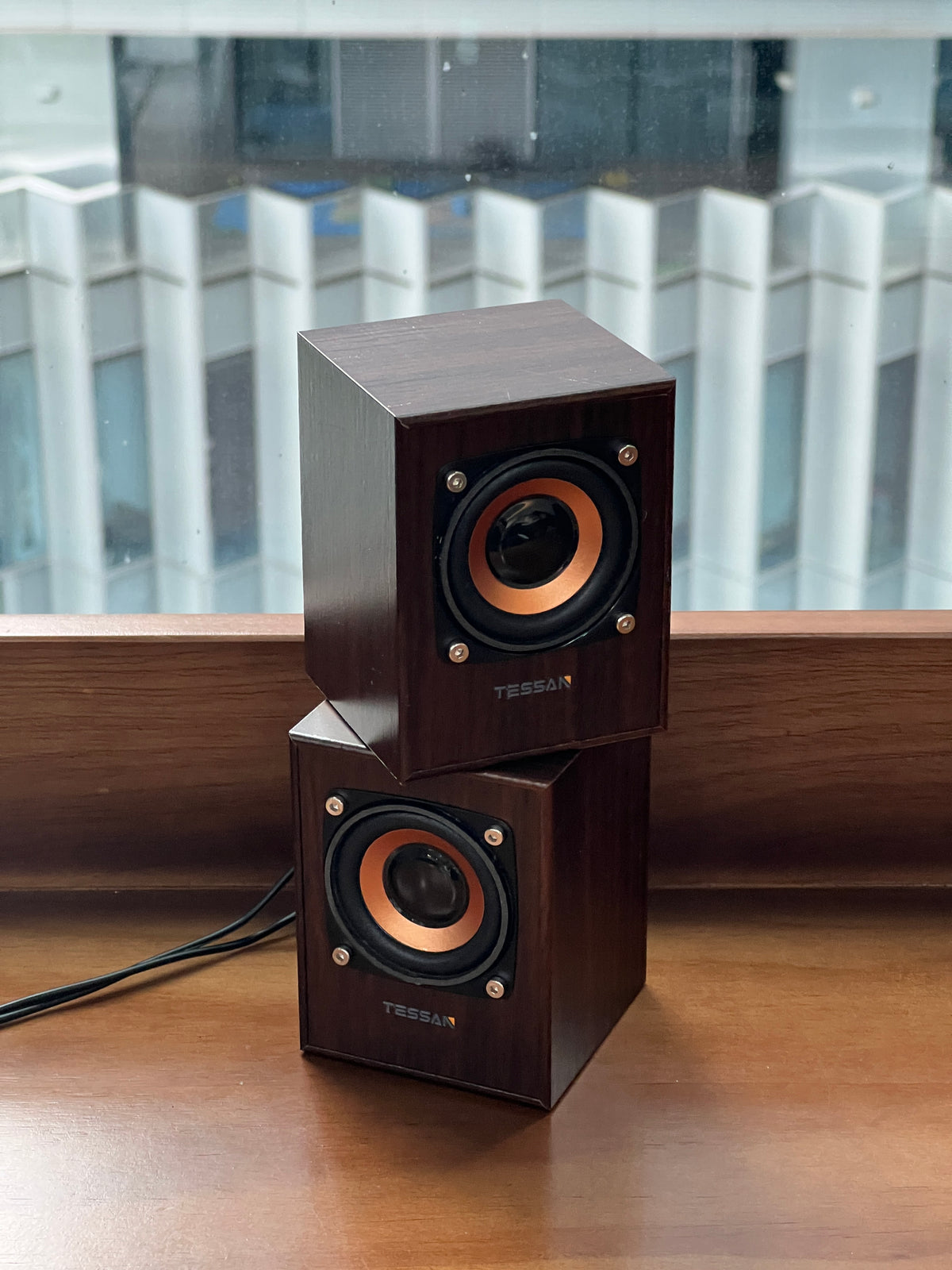 TESSAN Vintage Wooden HiFi Speaker with Powerful Bass for Desktop and Laptop Use