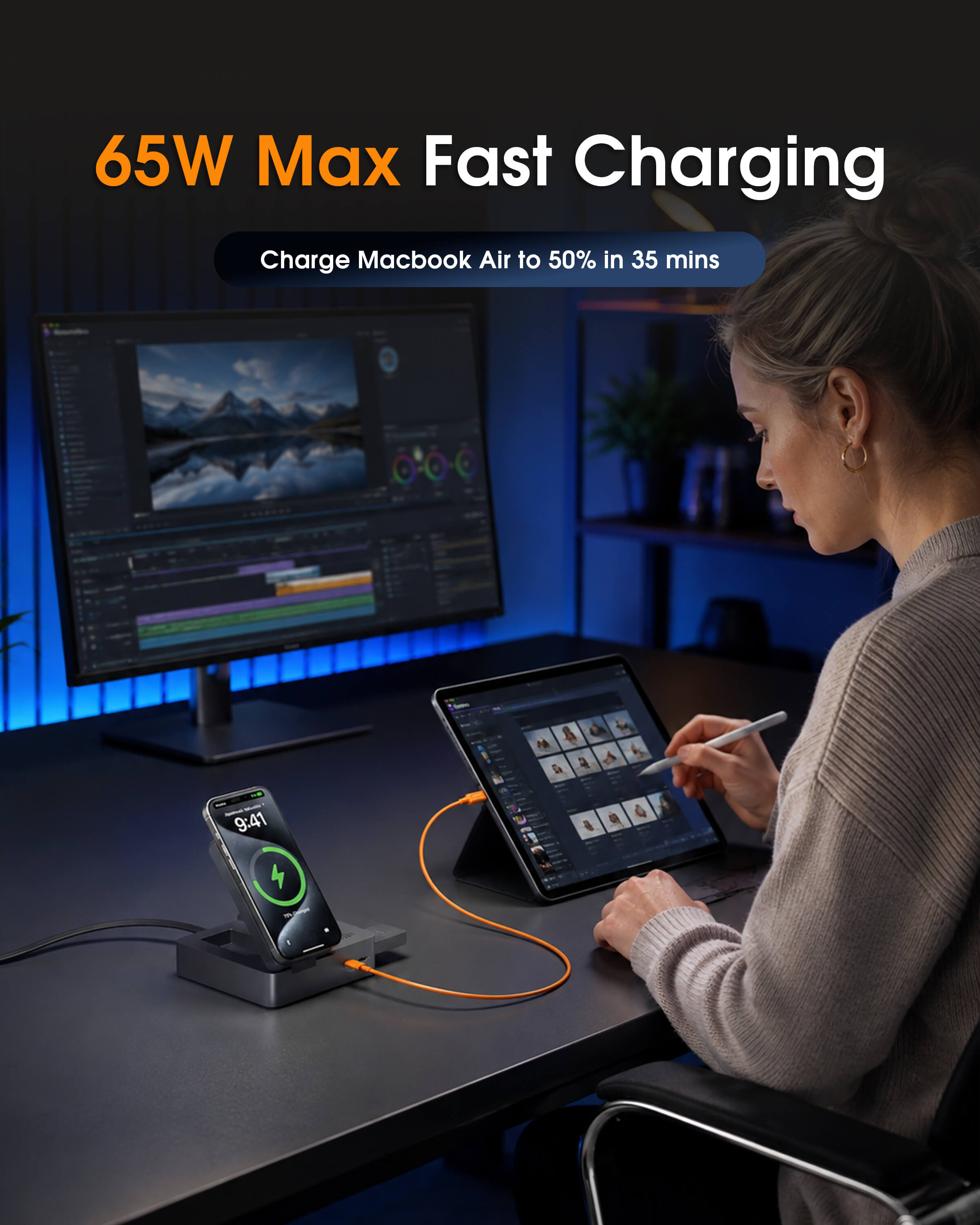TESSAN Magic 65W 6-in-1 Desktop Charging Station