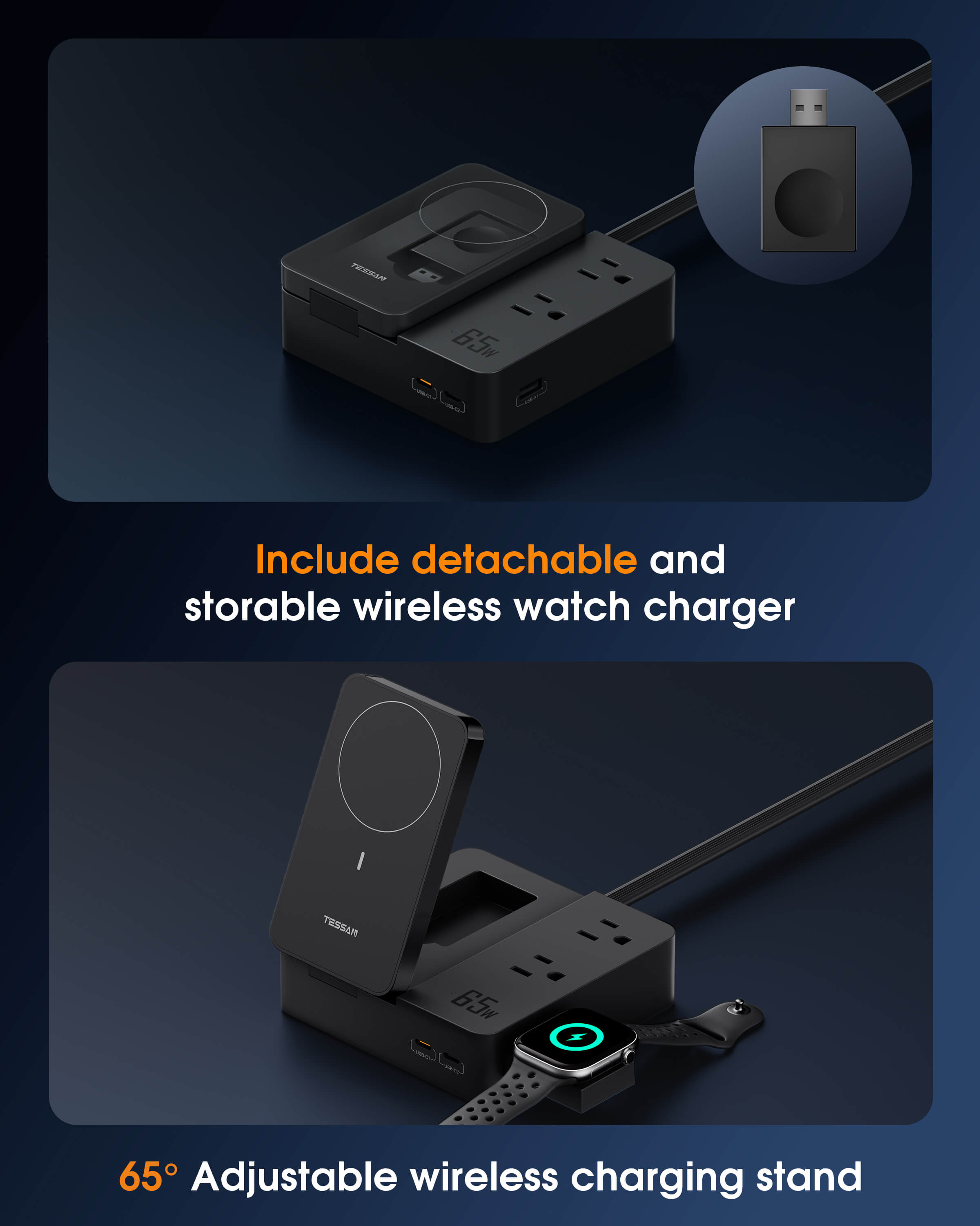TESSAN Magic 65W 6-in-1 Desktop Charging Station