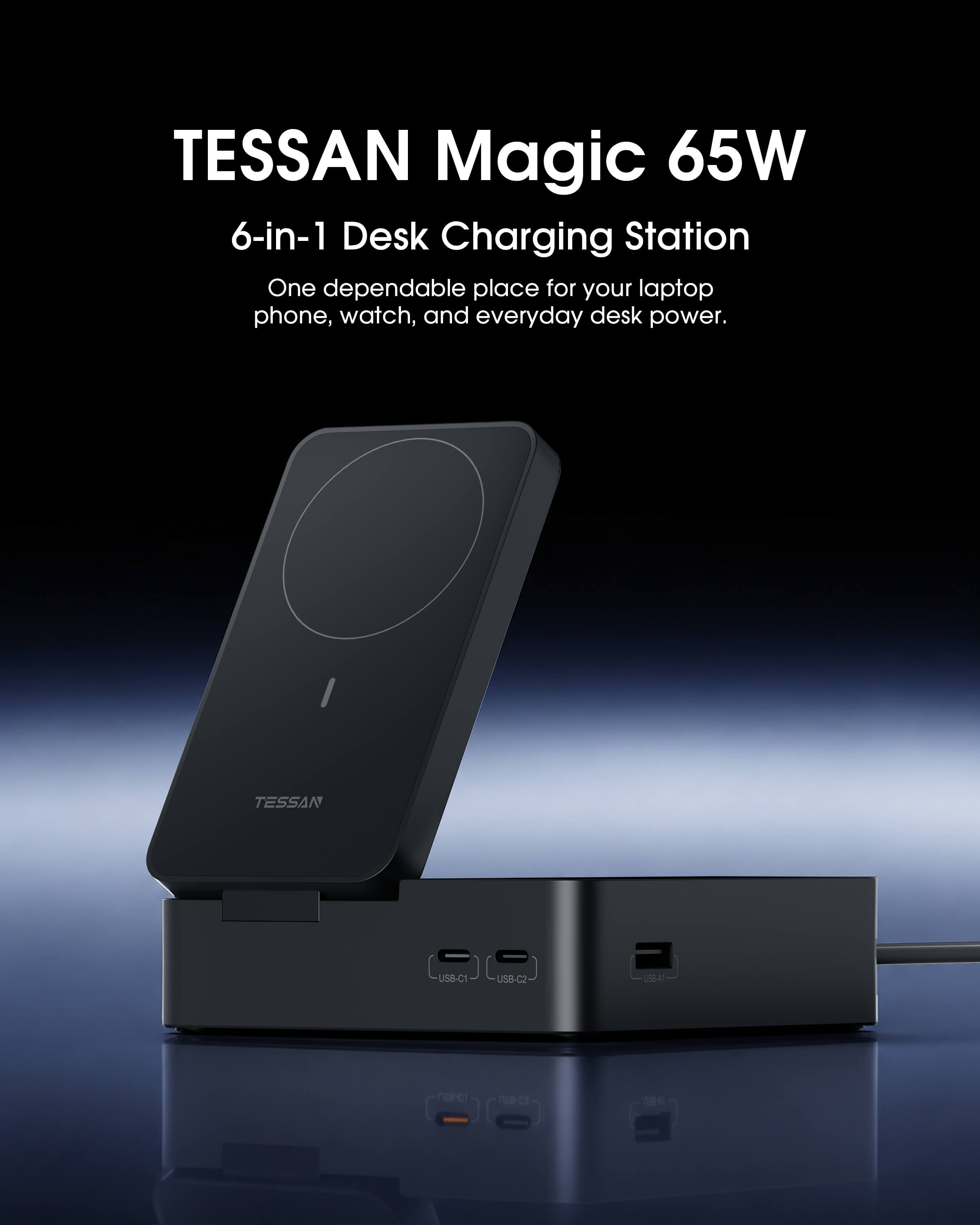 TESSAN Magic 65W 6-in-1 Desktop Charging Station