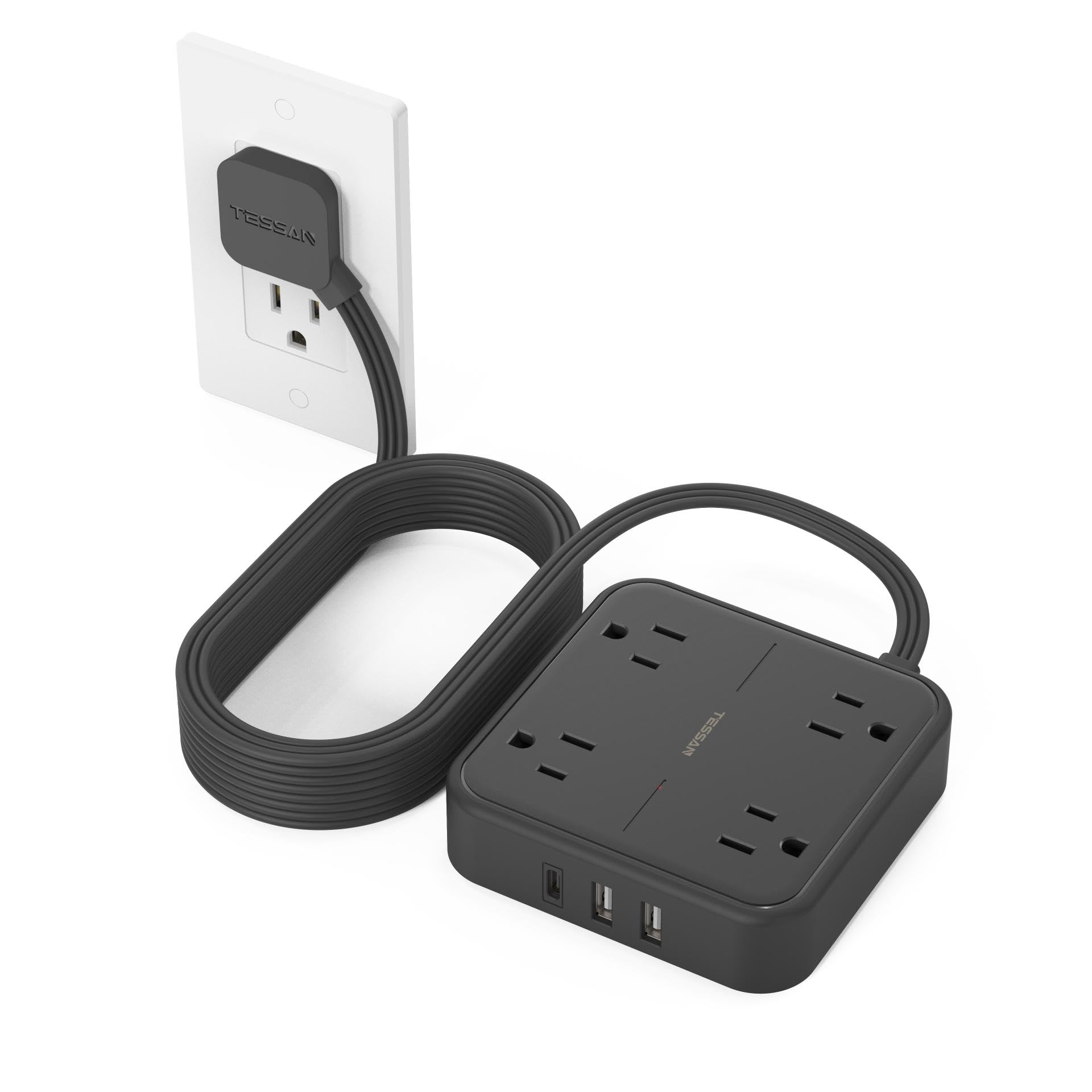 TESSAN Flat Plug Surge Protector Power Strip 102