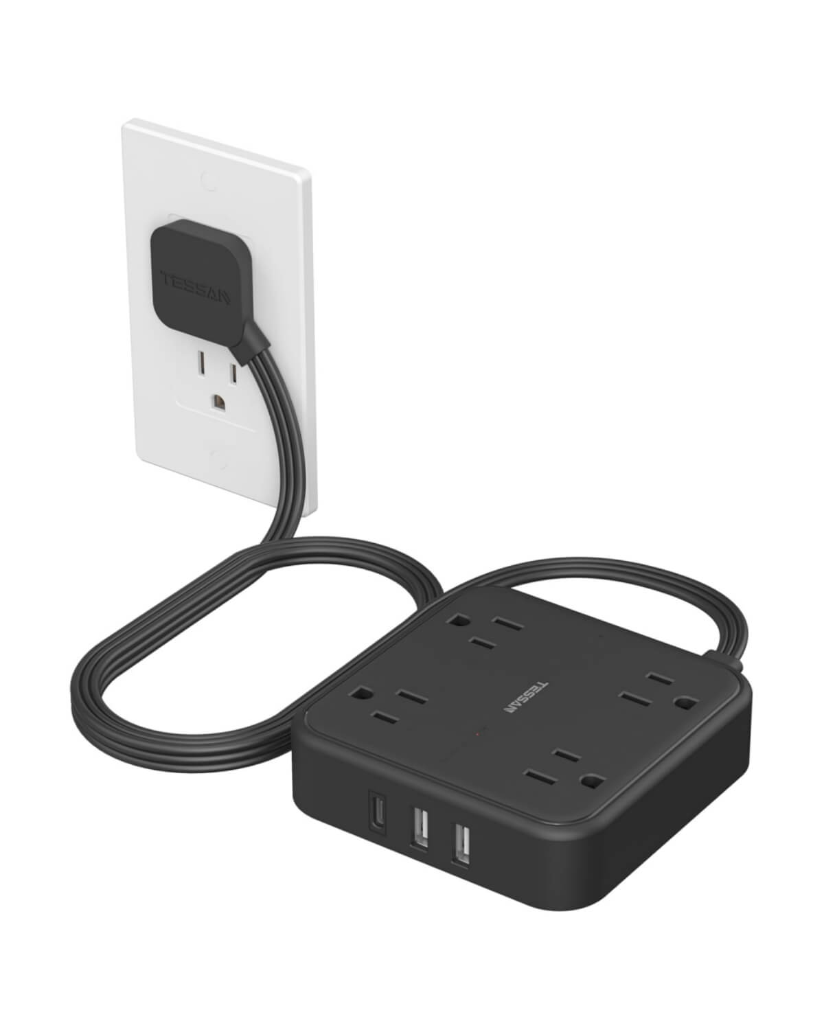 TESSAN Flat Plug Surge Protector Power Strip 102