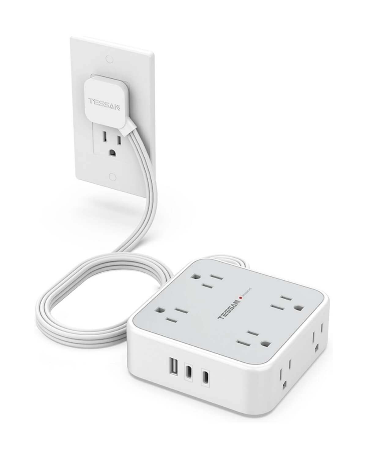 TESSAN Flat Plug Surge Protector Power Strip 1026