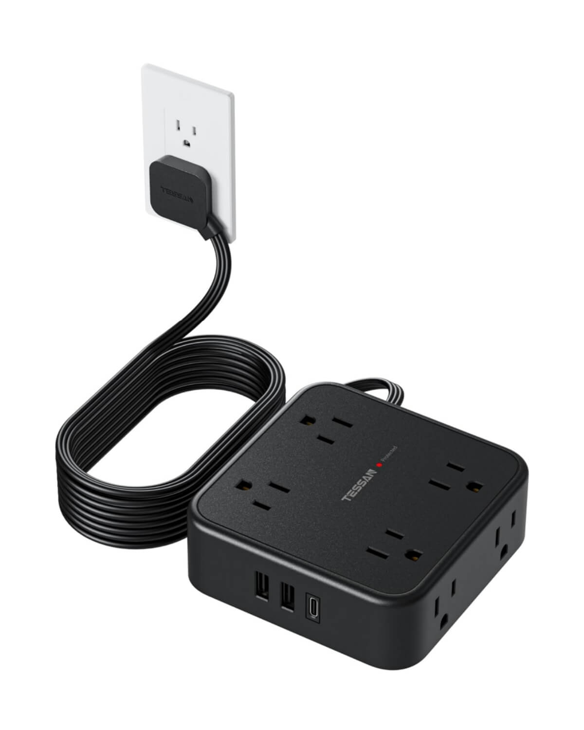 TESSAN Flat Plug Surge Protector Power Strip 1026
