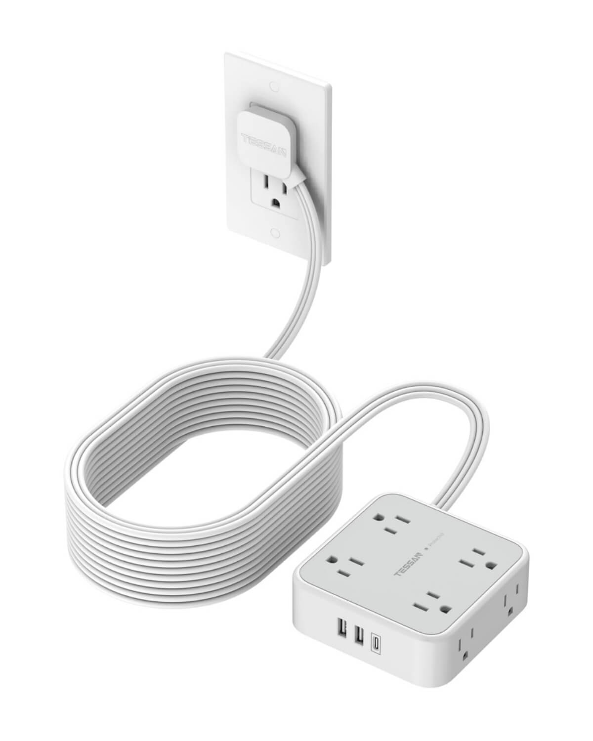 TESSAN Flat Plug Surge Protector Power Strip 1026