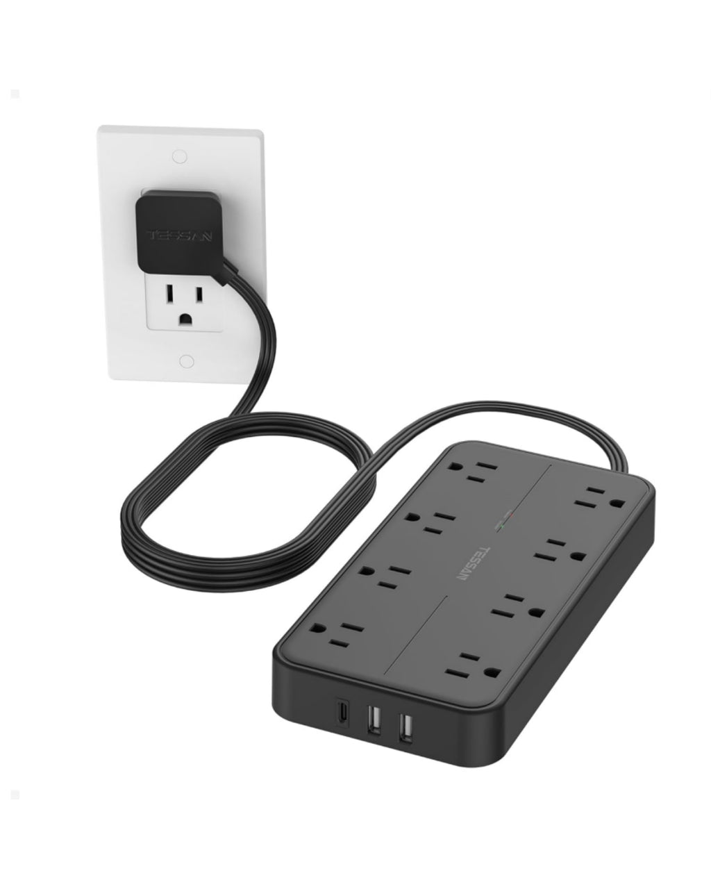 Flat Plug Surge Protector Power Strip 108
