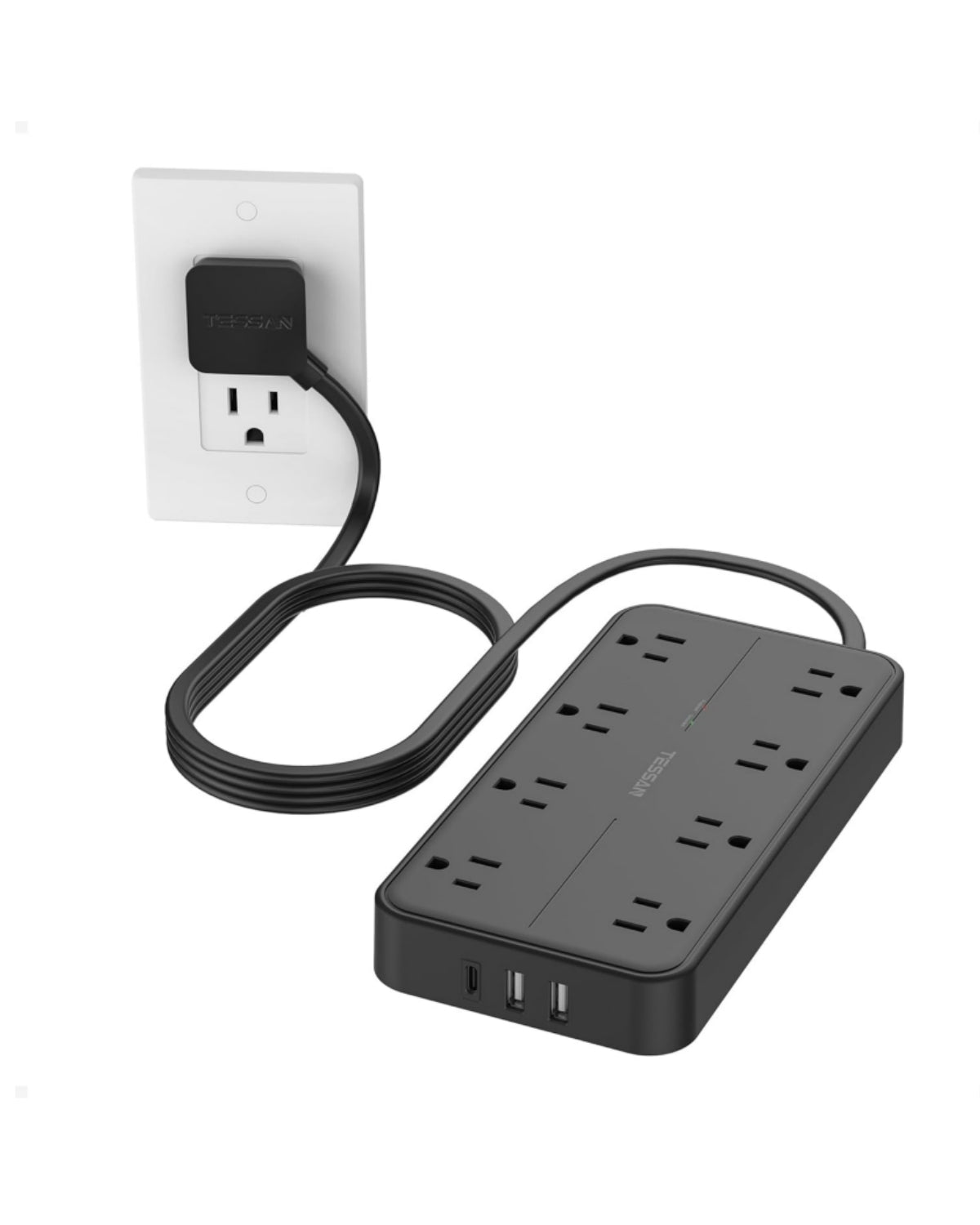 TESSAN Flat Plug Surge Protector Power Strip 108