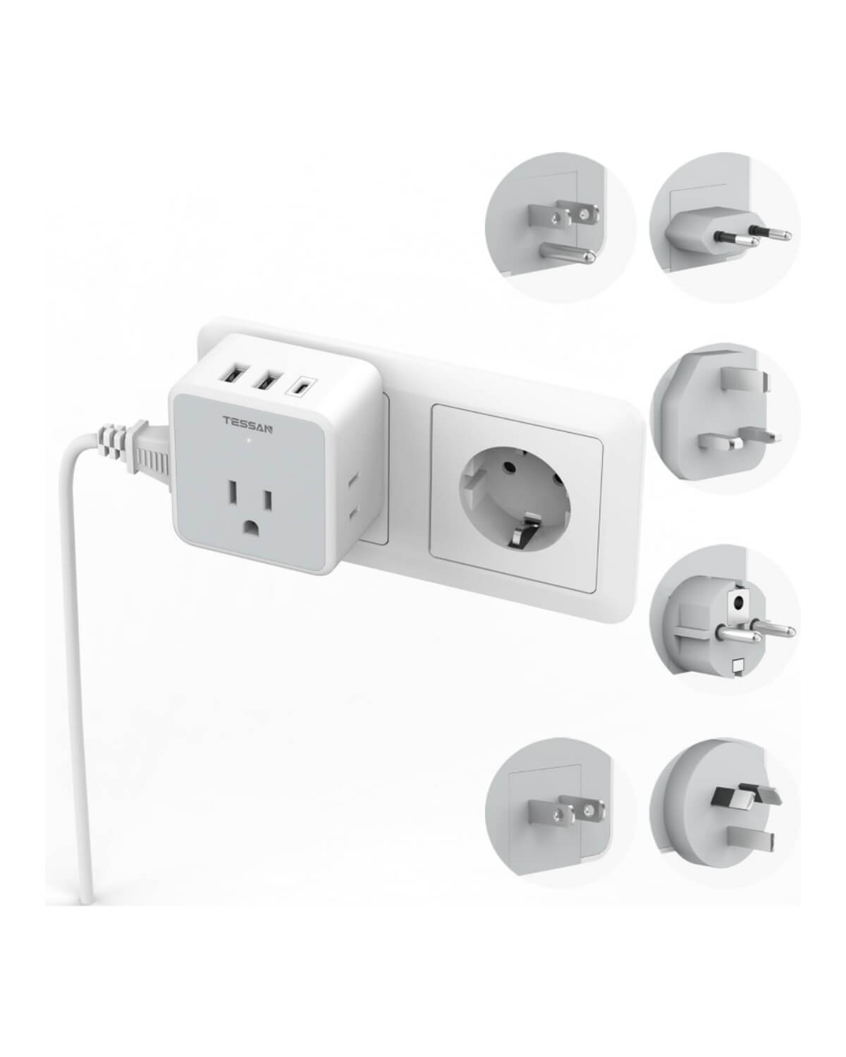 TESSAN 6-in-1 Universal Travel Adapter Kit