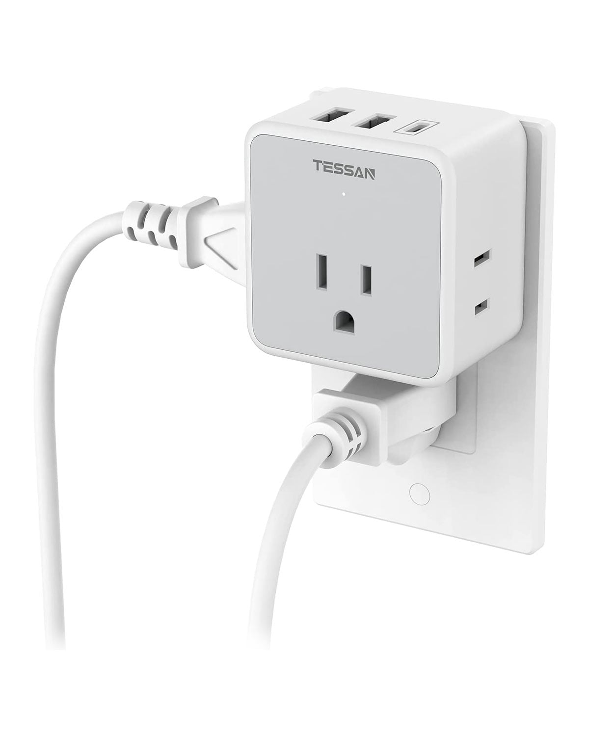 TESSAN 4 Electrical Outlet Extender with 3 USB Charging Ports (1 USB C)