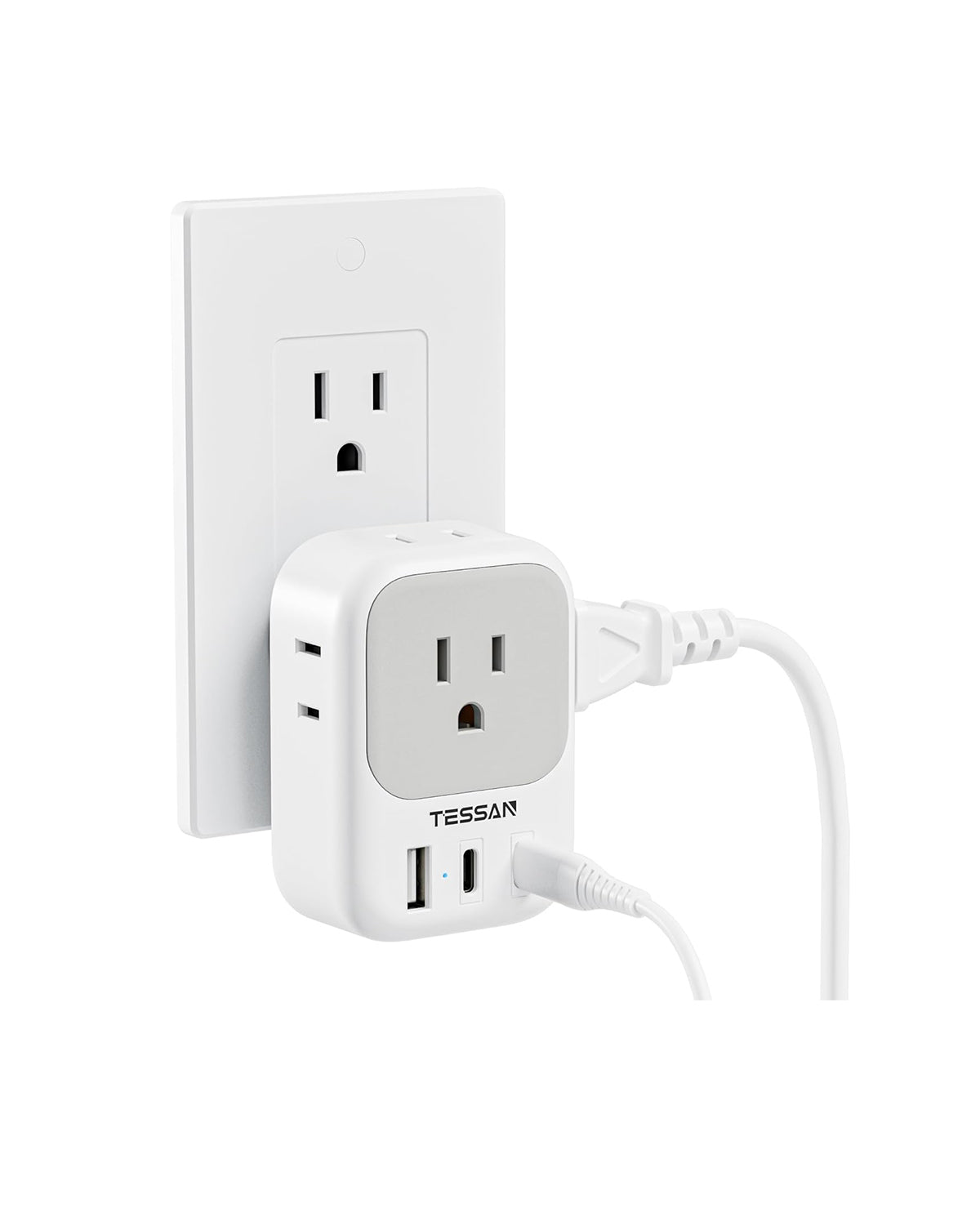 TESSAN Outlet Splitter with 4 AC Outlets Extender and 3 USB (2 USB C Blocks)