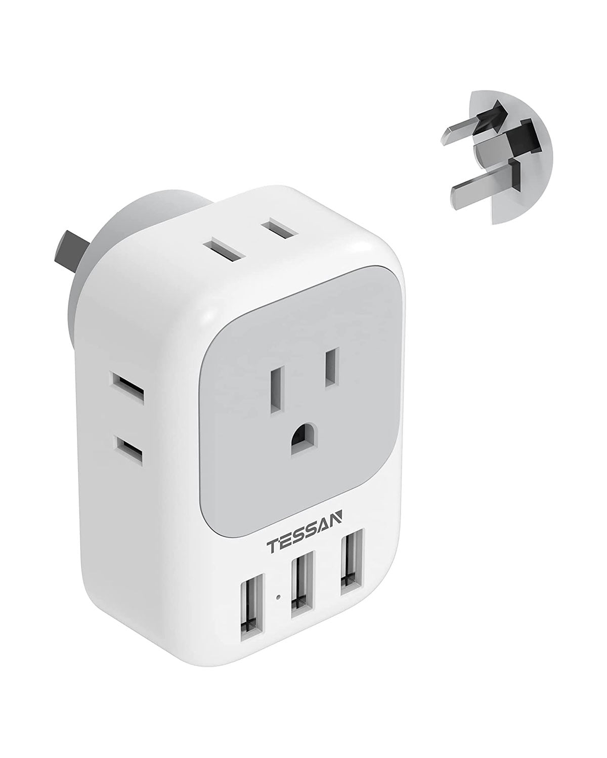 TESSAN USA to Australia Travel Adapter with 4 AC Outlets 3 USB ports