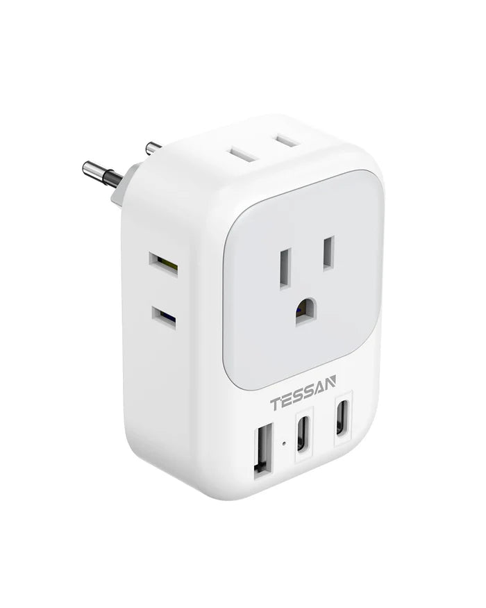 TESSAN European Travel Adapter(US To EU)  With USB Ports, to Most of Europe, Iceland Spain Italy France Germany