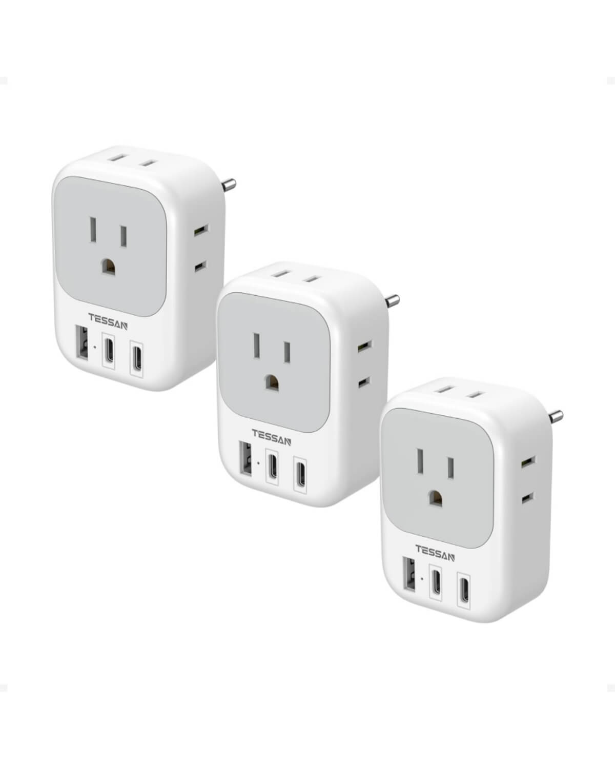 TESSAN Type C Travel Adaptor with 4 Electrical Outlets 3 USB Ports (2 USB C)