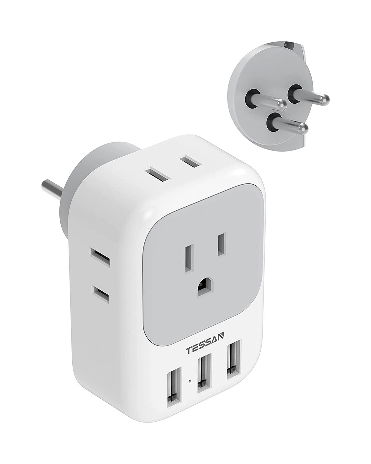 TESSAN US to Israel Travel Adaptor with 4 Outlets 3 USB Charging Ports