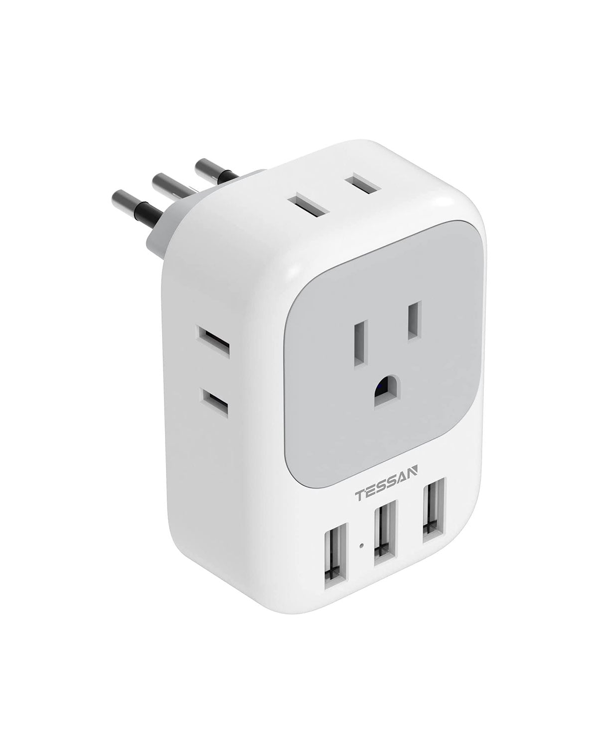 TESSAN US to Italian Power Adapter with 4 Outlets and 3 USB Ports
