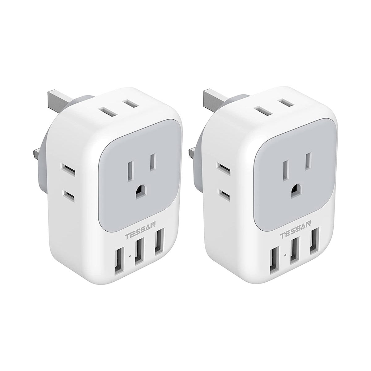 Adaptateur de prise US vers UK, adaptateur TESSAN Type G avec 4 AC Outlets,  UK Travel Power Adapter for US to Ireland England London Scotland British