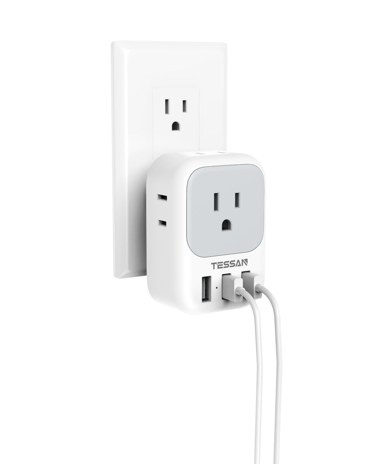 Home Multi Plug Outlet Extender With 4 Outlet Box Splitter 3 USB Wall Charger