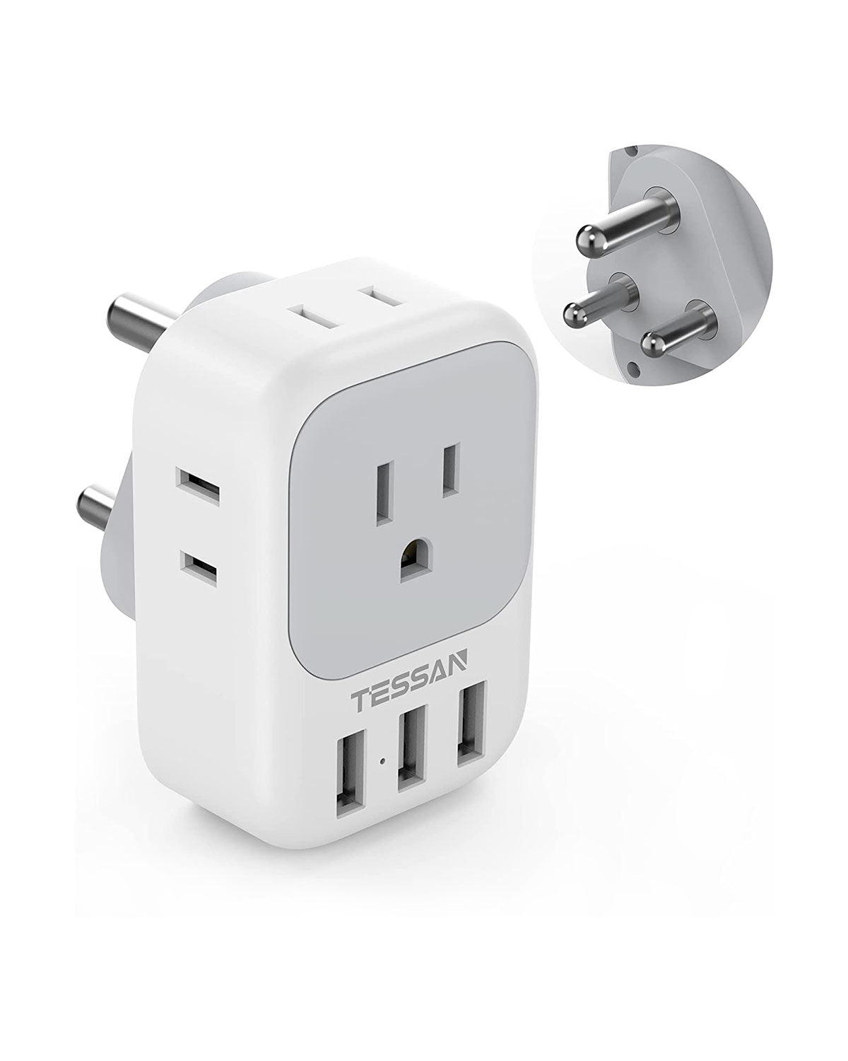 TESSAN South Africa Power Adapter with 4 AC Outlets 3 USB Ports