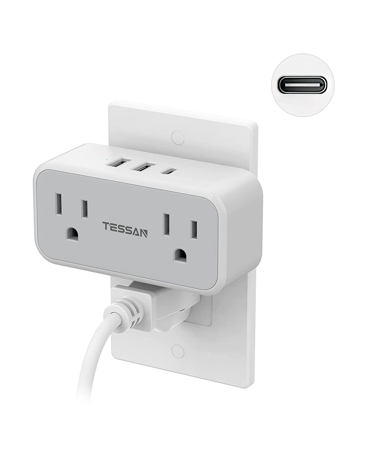 TESSAN Outlet Extender with USB Wall Charger, 3 USB Wall Plug (1 USB C Port)