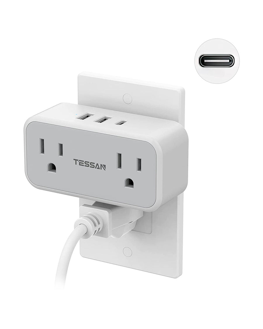 Tessan Outlet Extender With Usb Wall Charger 3 Usb Wall Plug 1 Usb C 5492