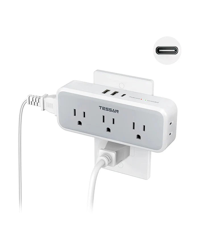 TESSAN Multi Outlet Extender, Surge Protection, Compact Design Saving Space For Other Electronics