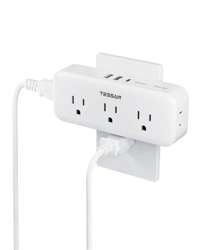 TESSAN Multi Outlet Extender, Surge Protection, Compact Design Saving Space For Other Electronics