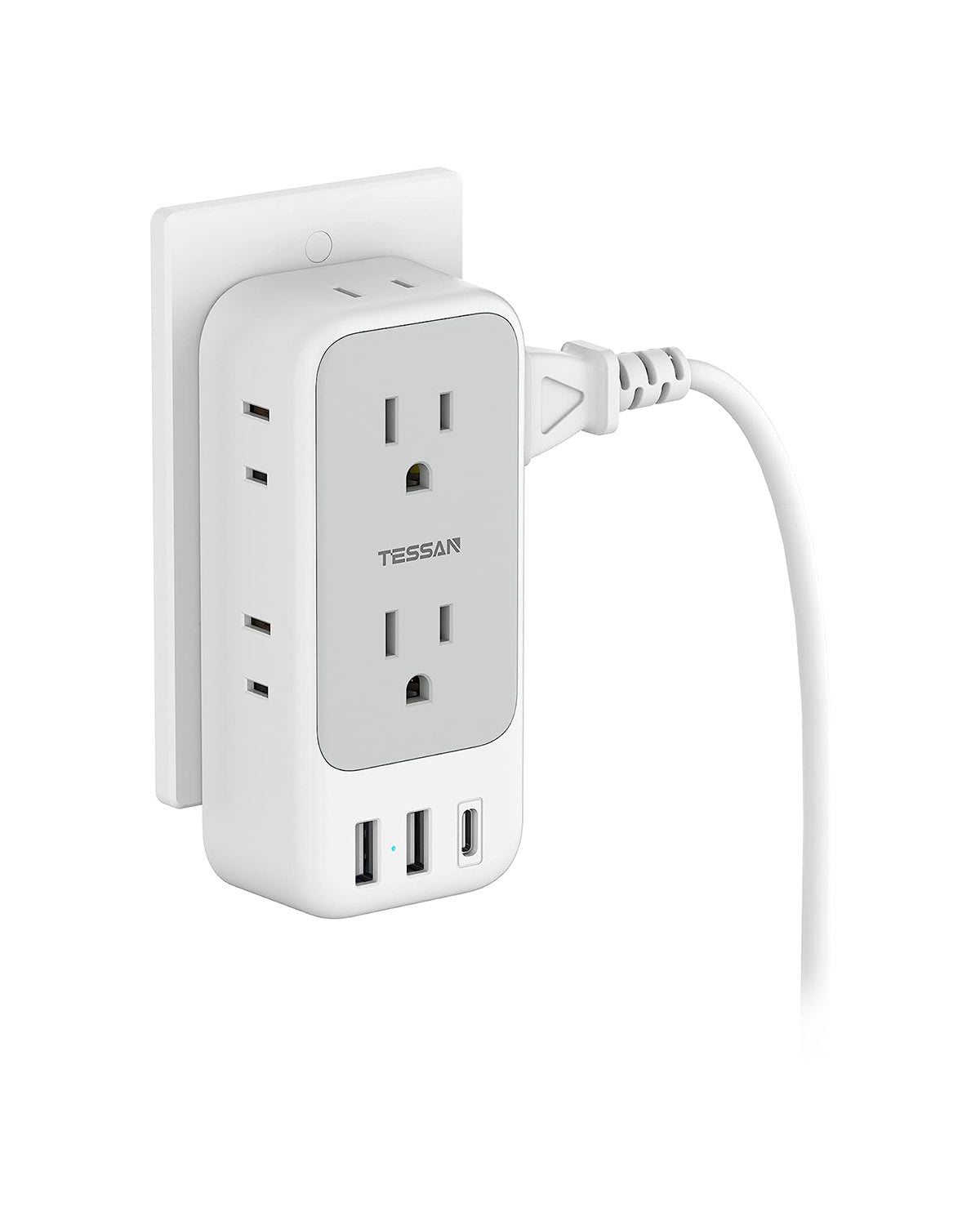 TESSAN Electrical 7 Outlet Splitter with 3 USB Wall Charger (1 USB C)