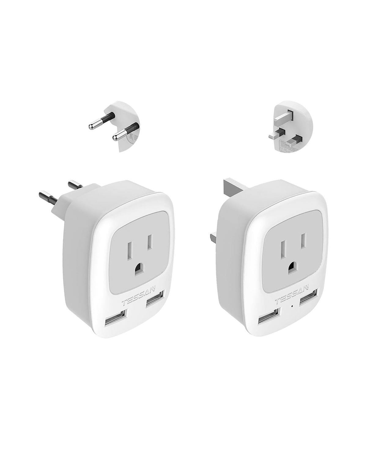 TESSAN All European Travel Plug Adapter Kit, International Power Outlet Adaptor with 2 USB