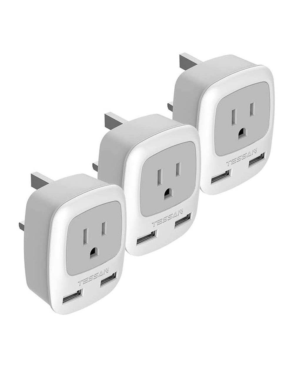 TESSAN US to UK Travel Plug Adapter 3 Pack, Type G Power Outlet Adapto