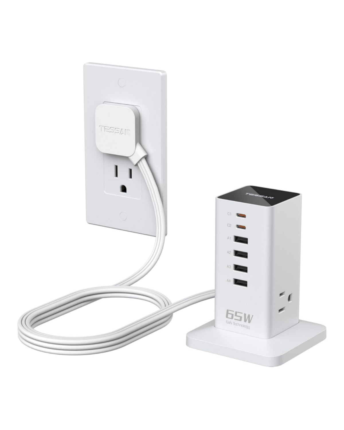 TESSAN Vertical GaN Desktop Power Hub Charging Station with PD