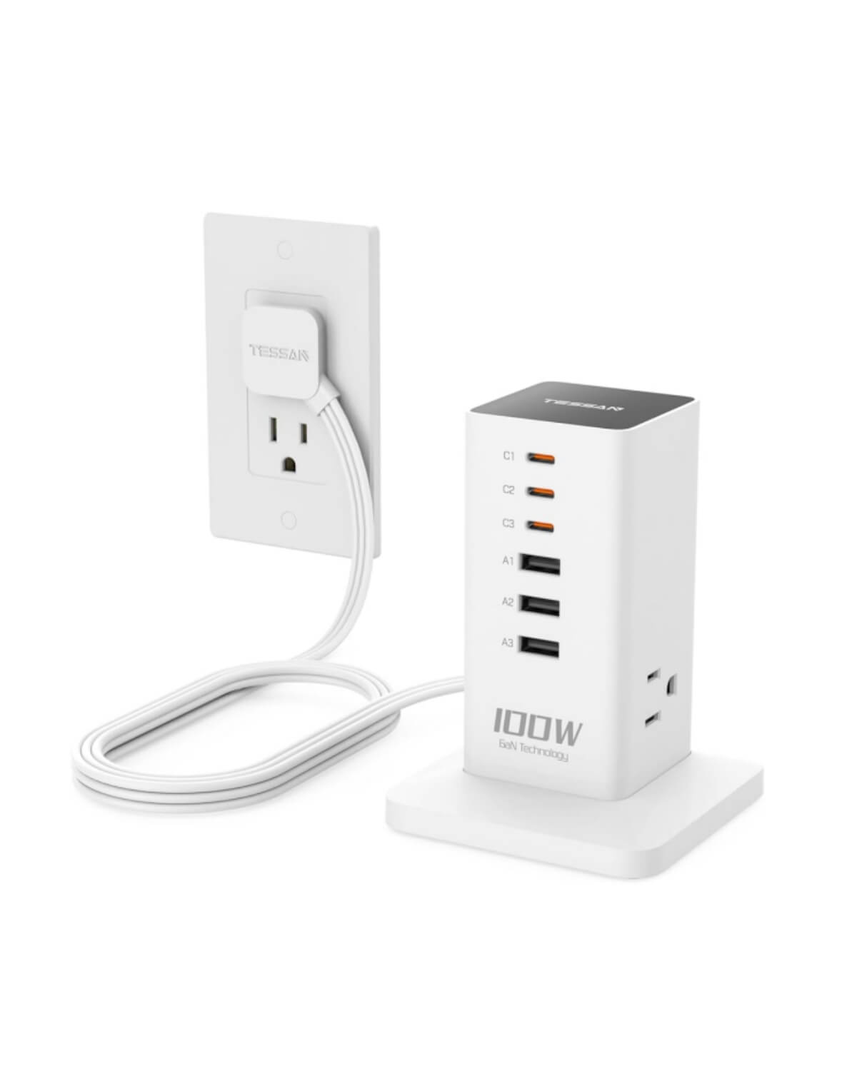 TESSAN Vertical GaN Desktop Power Hub Charging Station with PD