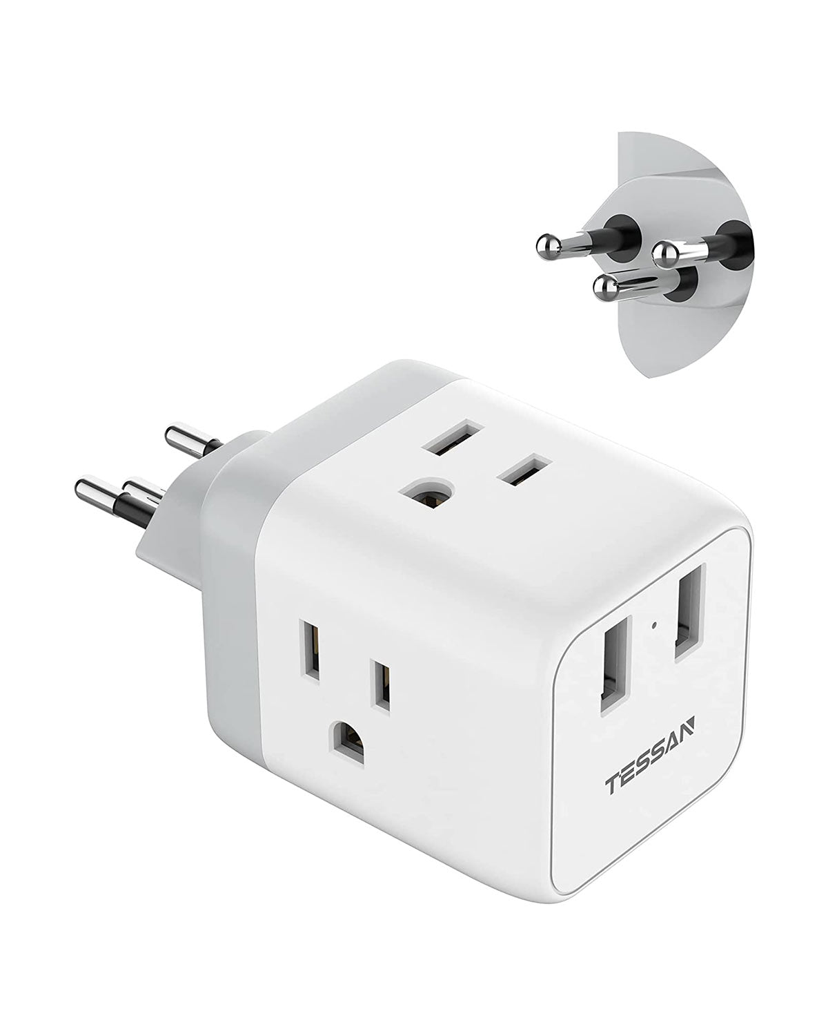 TESSAN US to Switzerland Travel Power Adaptor with 3 Outlets 2 USB Ports