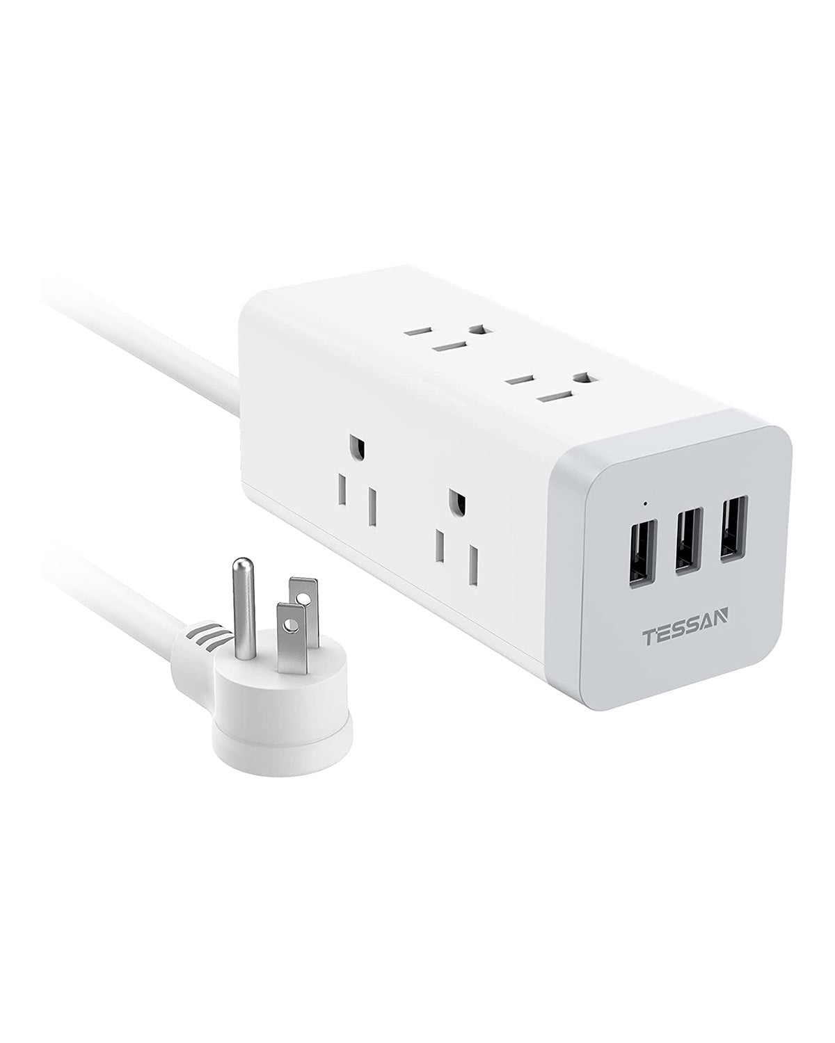 TESSAN Flat Plug Power Strip with 6 Outlet and 3 USB Ports, Surge Protector Extension Cord 6 Feet