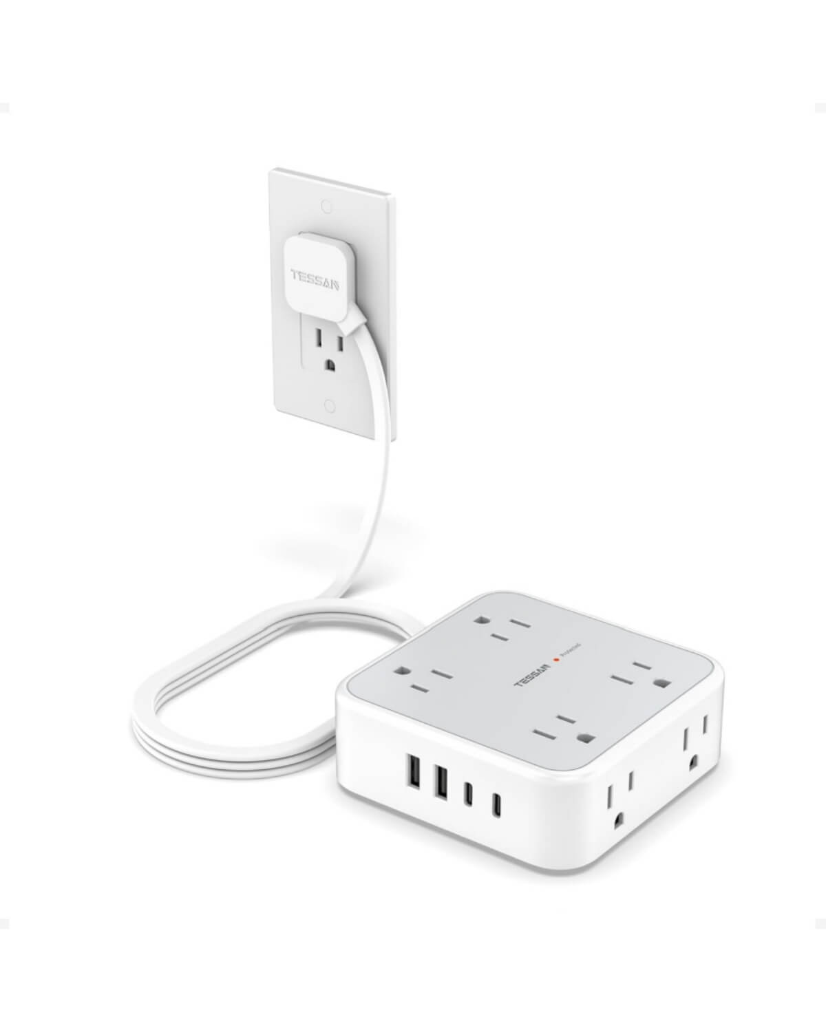 Tessan Flat Extension Cord Surge Protector Power Strip 5 FT