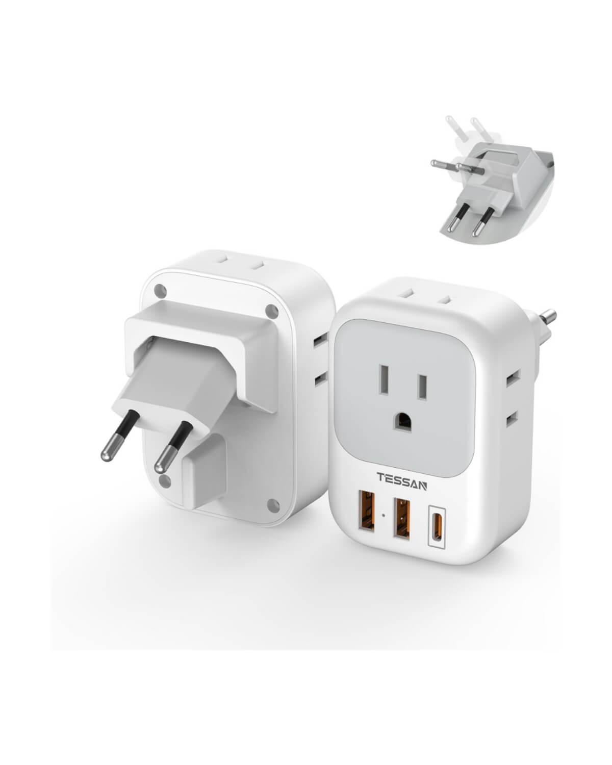 TESSAN US to European Travel Plug Adapter Type C