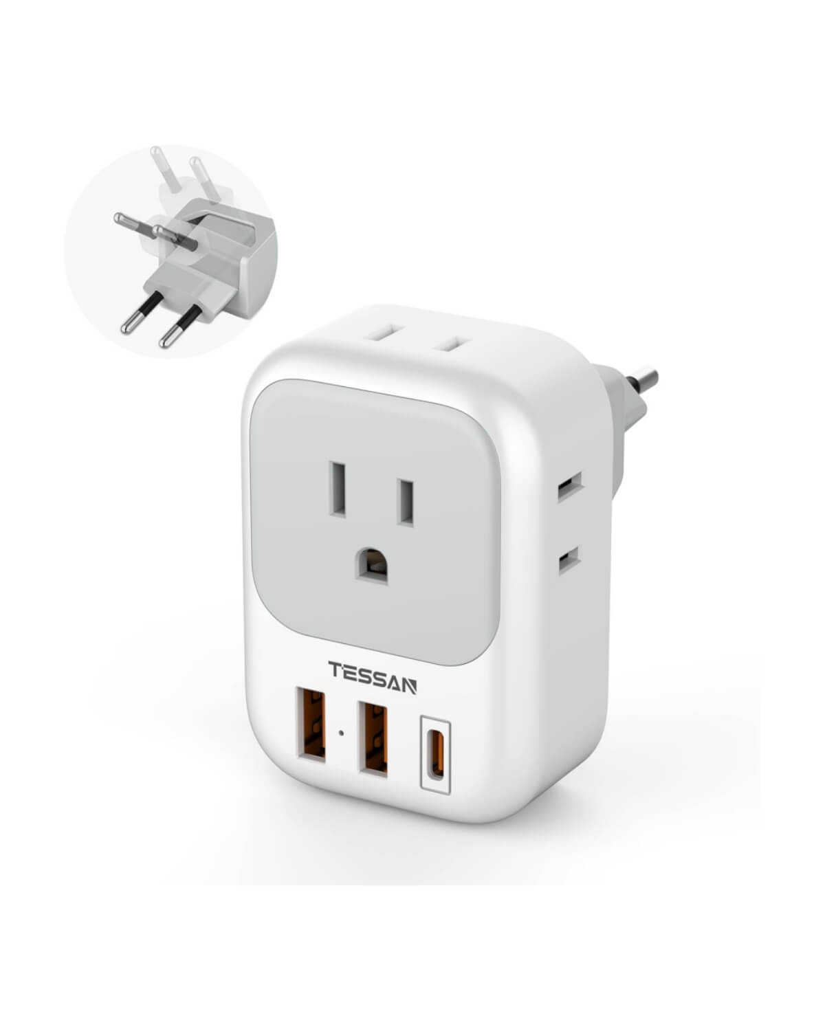 TESSAN US to European Travel Plug Adapter Type C
